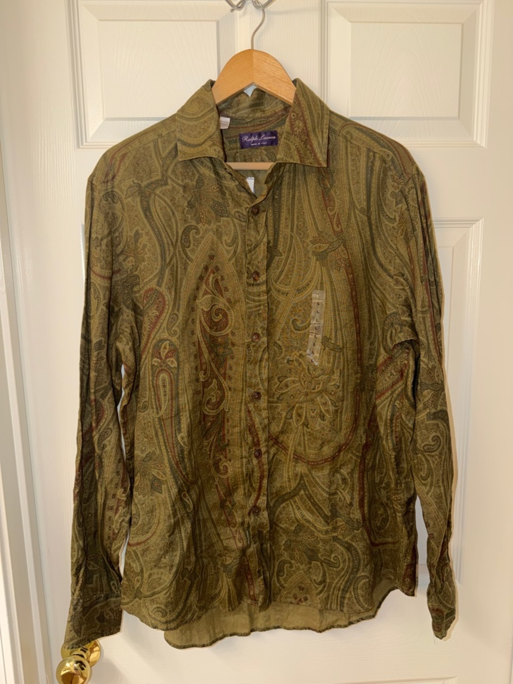 Ralph Lauren Purple Label paisley-print long-sleeved shirt Size Large